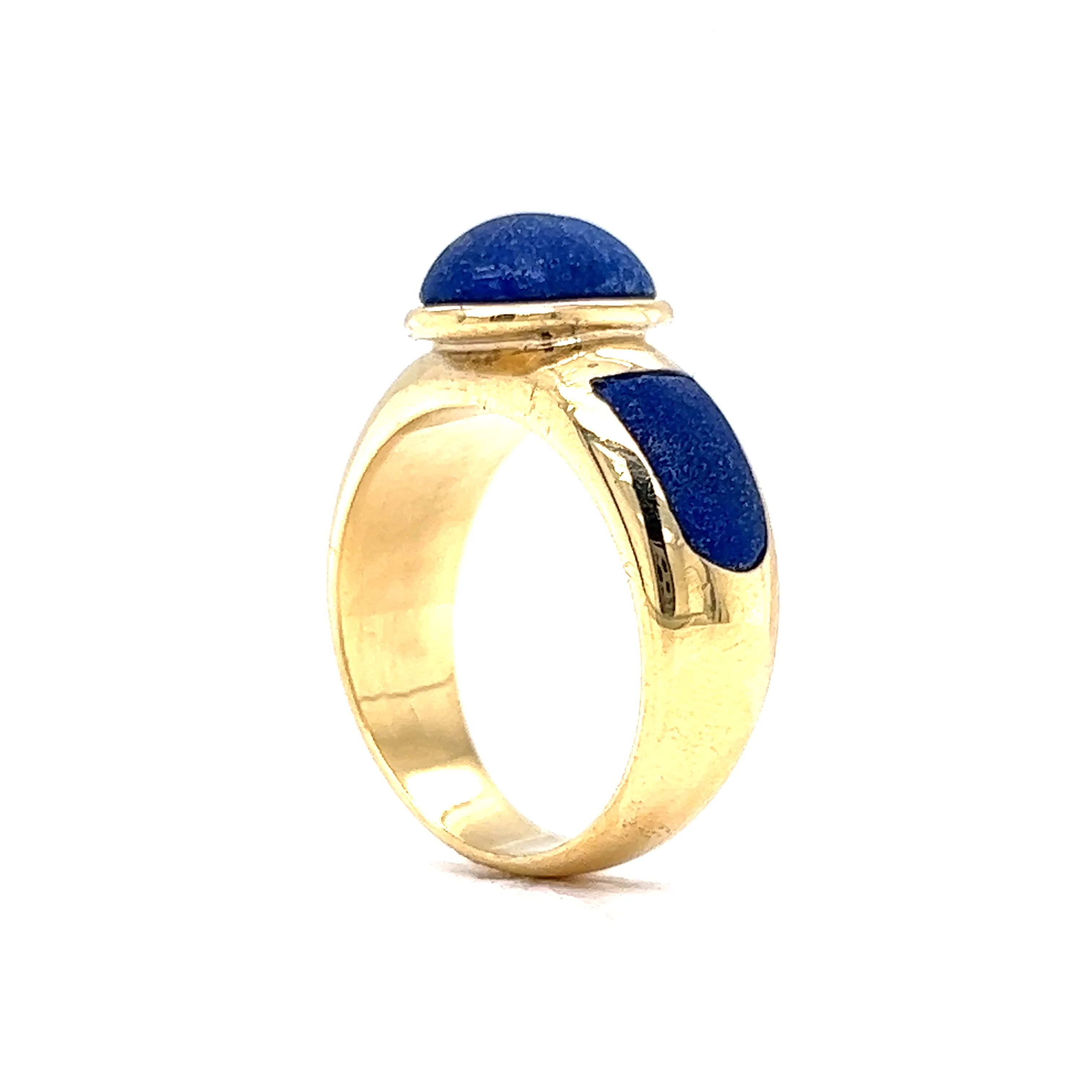 Right Hand Ring Modern 2.04 Cabochon Cut Lapis Lazuli in 18k Yellow Gold - Image 5