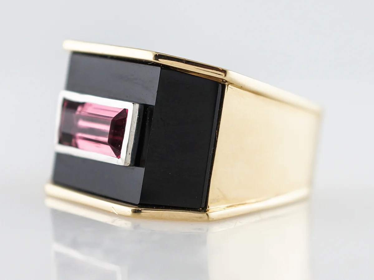 ***RTV11/23***Right Hand Ring Modern 2.08 Emerald Cut Pink Tourmaline in 18k Yellow Gold - Image 2