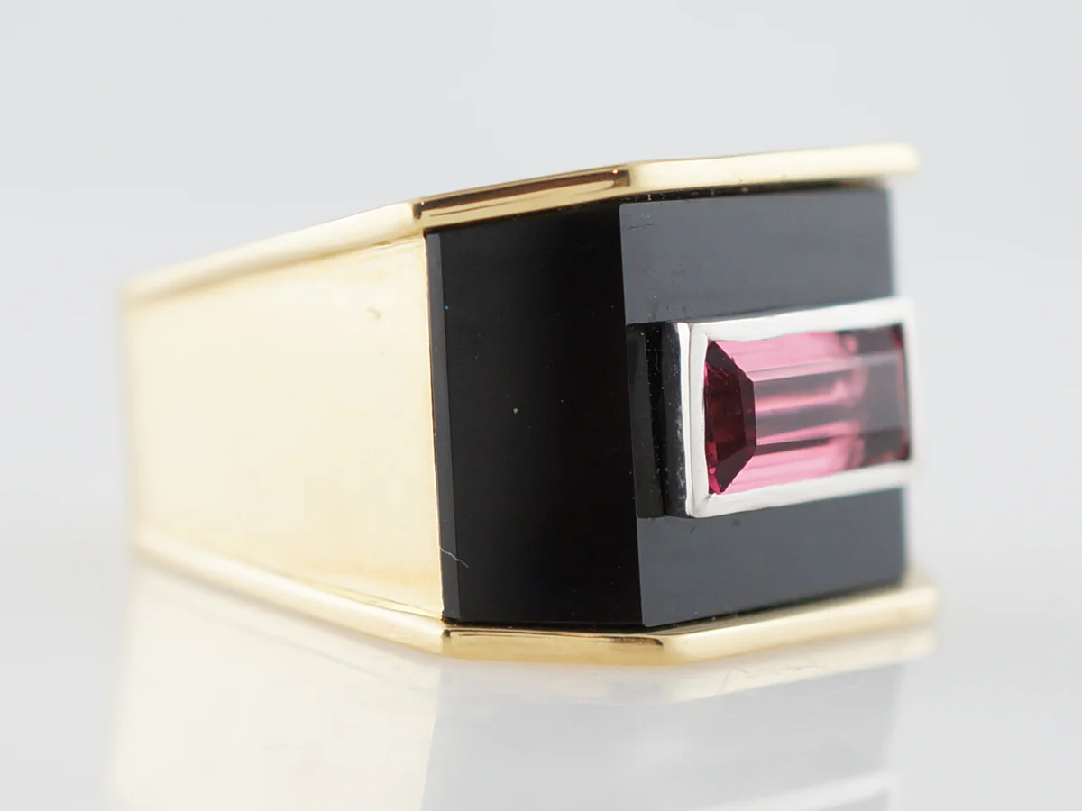 ***RTV11/23***Right Hand Ring Modern 2.08 Emerald Cut Pink Tourmaline in 18k Yellow Gold - Image 3