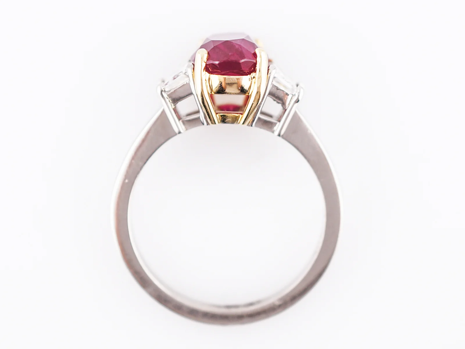 Right Hand Ring Modern 2.97 GIA Oval Cut Ruby in Platinum & 18K Yellow Gold - Image 6