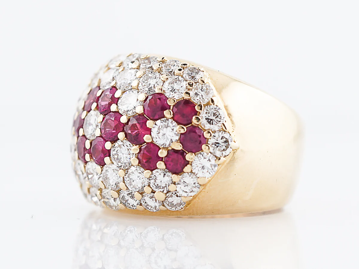 Right Hand Ring Modern 3.50 Round Brilliant Cut Diamonds & 2.88 Round Cut Rubies in 18k Yellow Gold - Image 2
