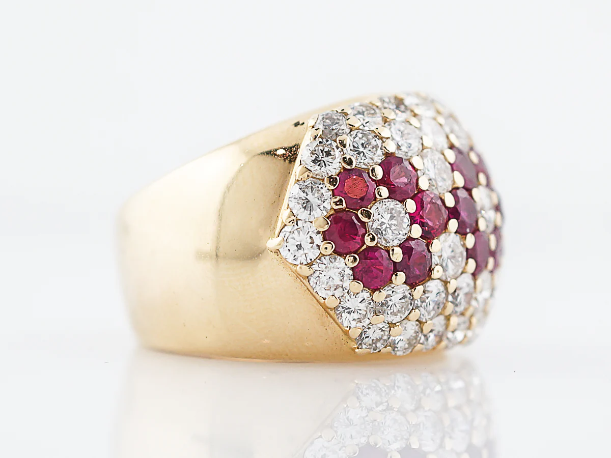 Right Hand Ring Modern 3.50 Round Brilliant Cut Diamonds & 2.88 Round Cut Rubies in 18k Yellow Gold - Image 3