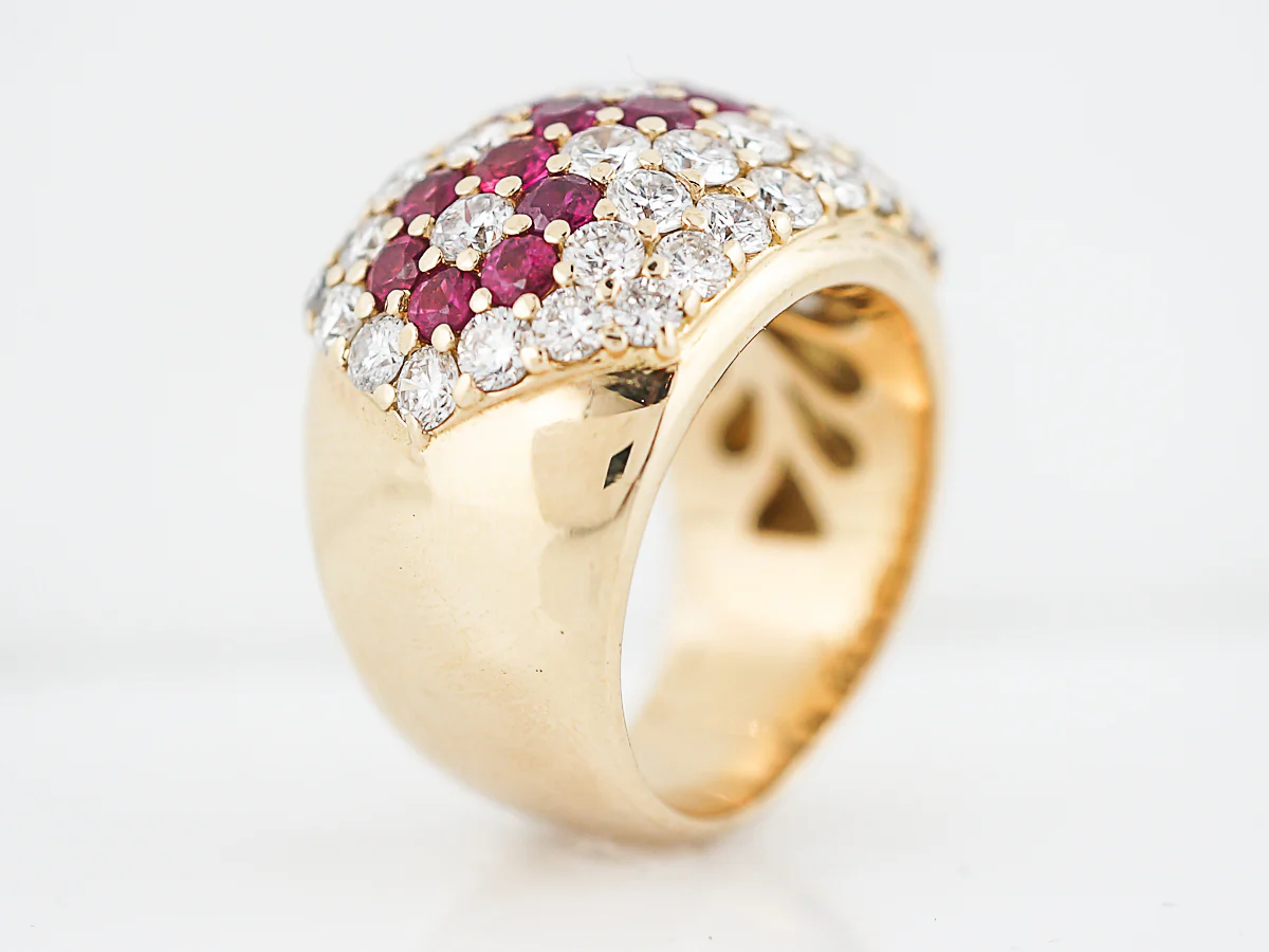 Right Hand Ring Modern 3.50 Round Brilliant Cut Diamonds & 2.88 Round Cut Rubies in 18k Yellow Gold - Image 4