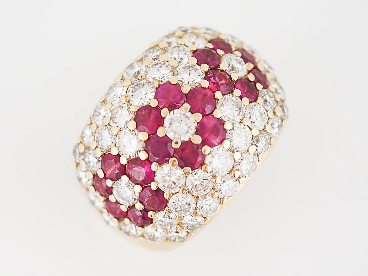 Right Hand Ring Modern 3.50 Round Brilliant Cut Diamonds & 2.88 Round Cut Rubies in 18k Yellow Gold - Image 5