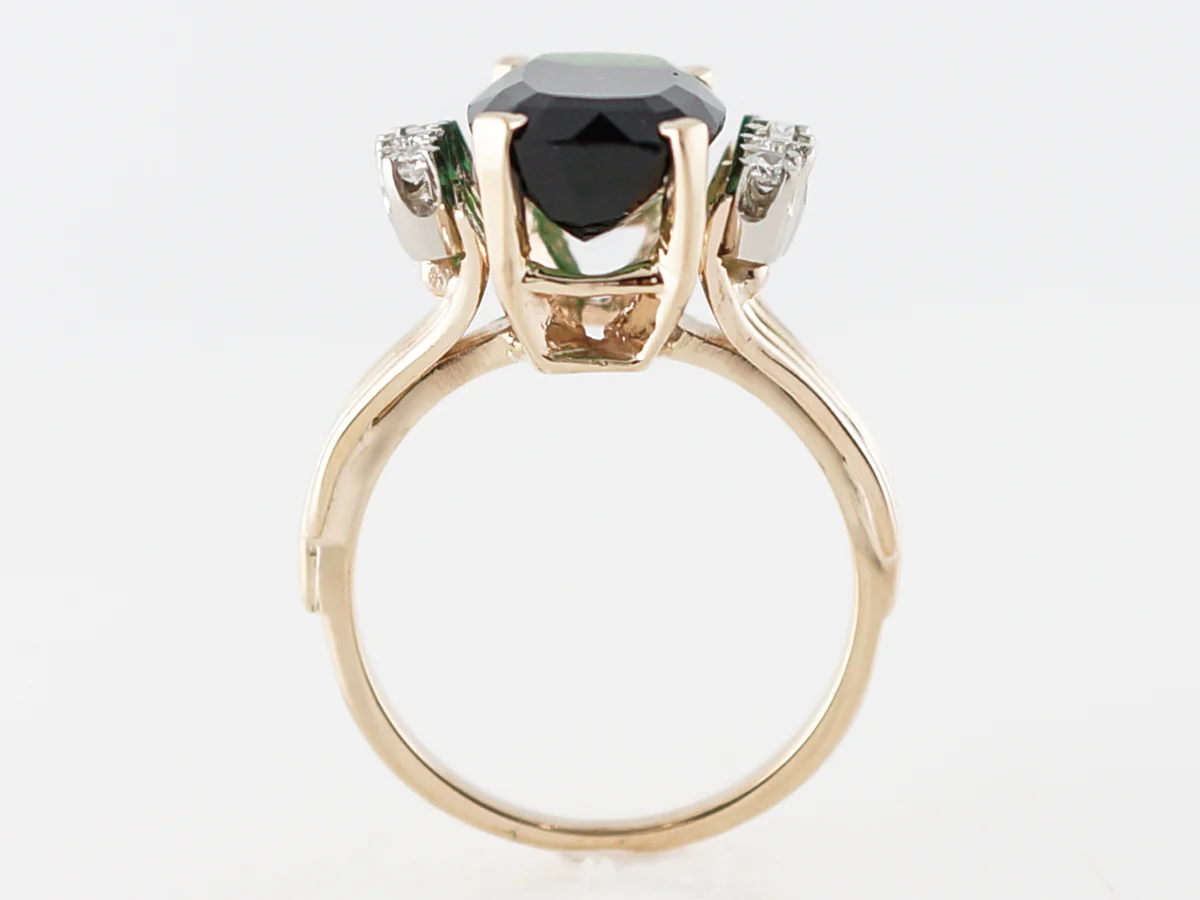 Right Hand Ring Modern 3.58 Oval Cut Chrome Tourmaline in 14k Yellow Gold - Image 4