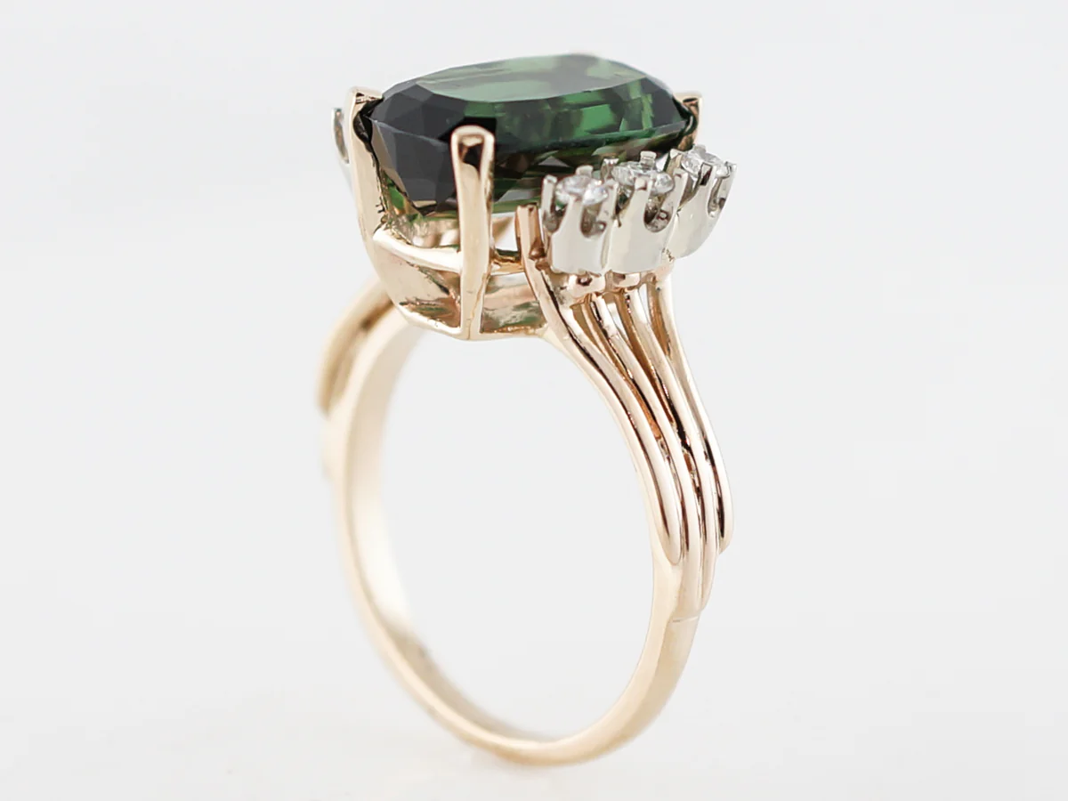 Right Hand Ring Modern 3.58 Oval Cut Chrome Tourmaline in 14k Yellow Gold - Image 5