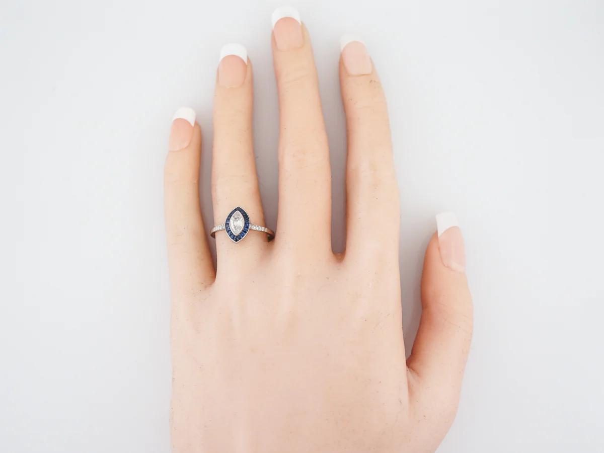 ***RTV***Right Hand Ring Modern .33 Marquise Cut Diamond in Platinum - Image 5