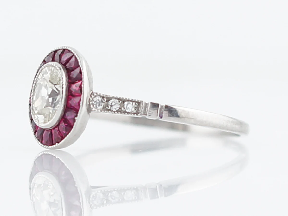 ***RTV***Right Hand Ring Modern .33 Old Mine Cut Cushion Cut Diamond in Platinum - Image 2