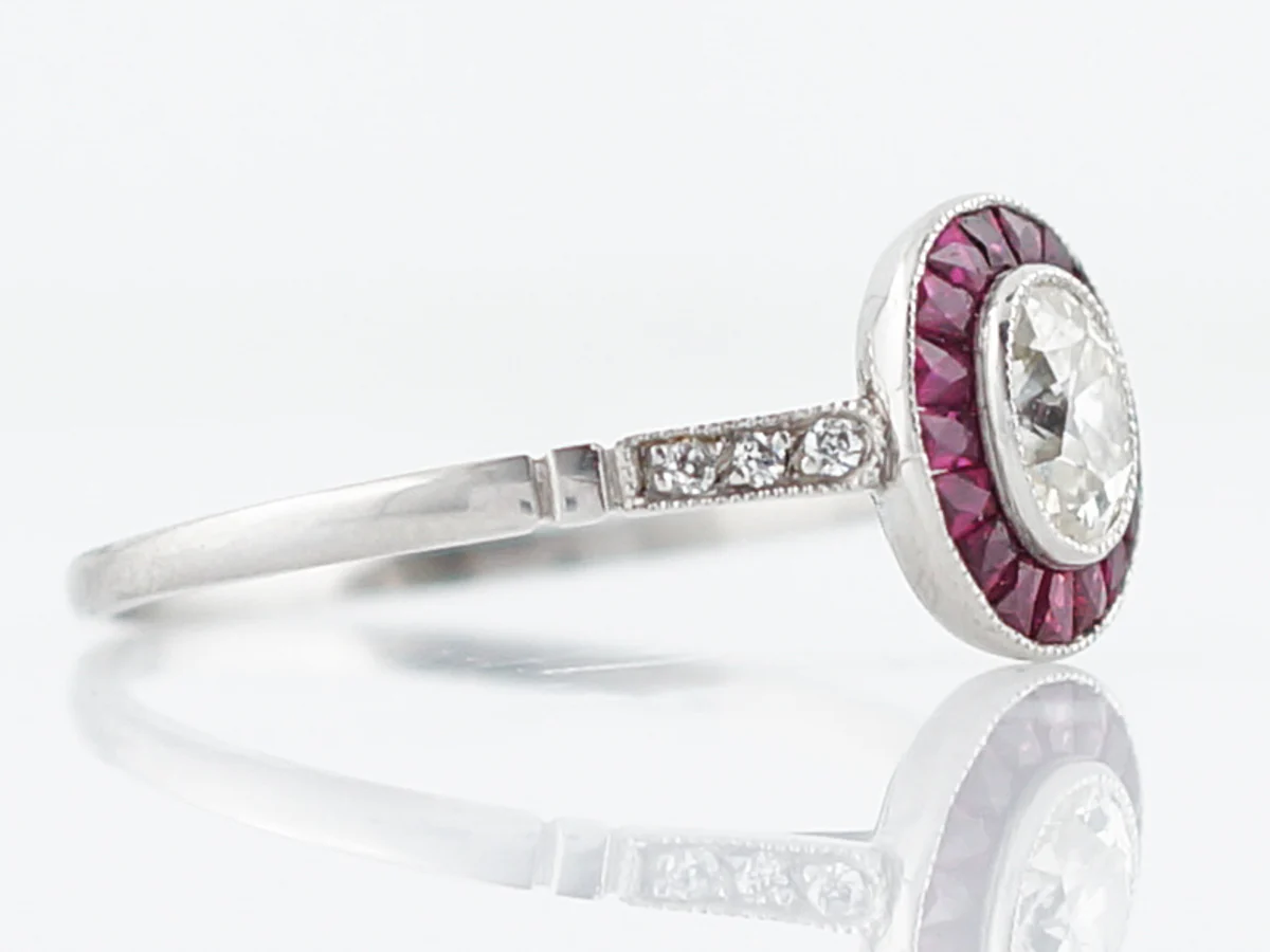 ***RTV***Right Hand Ring Modern .33 Old Mine Cut Cushion Cut Diamond in Platinum - Image 3
