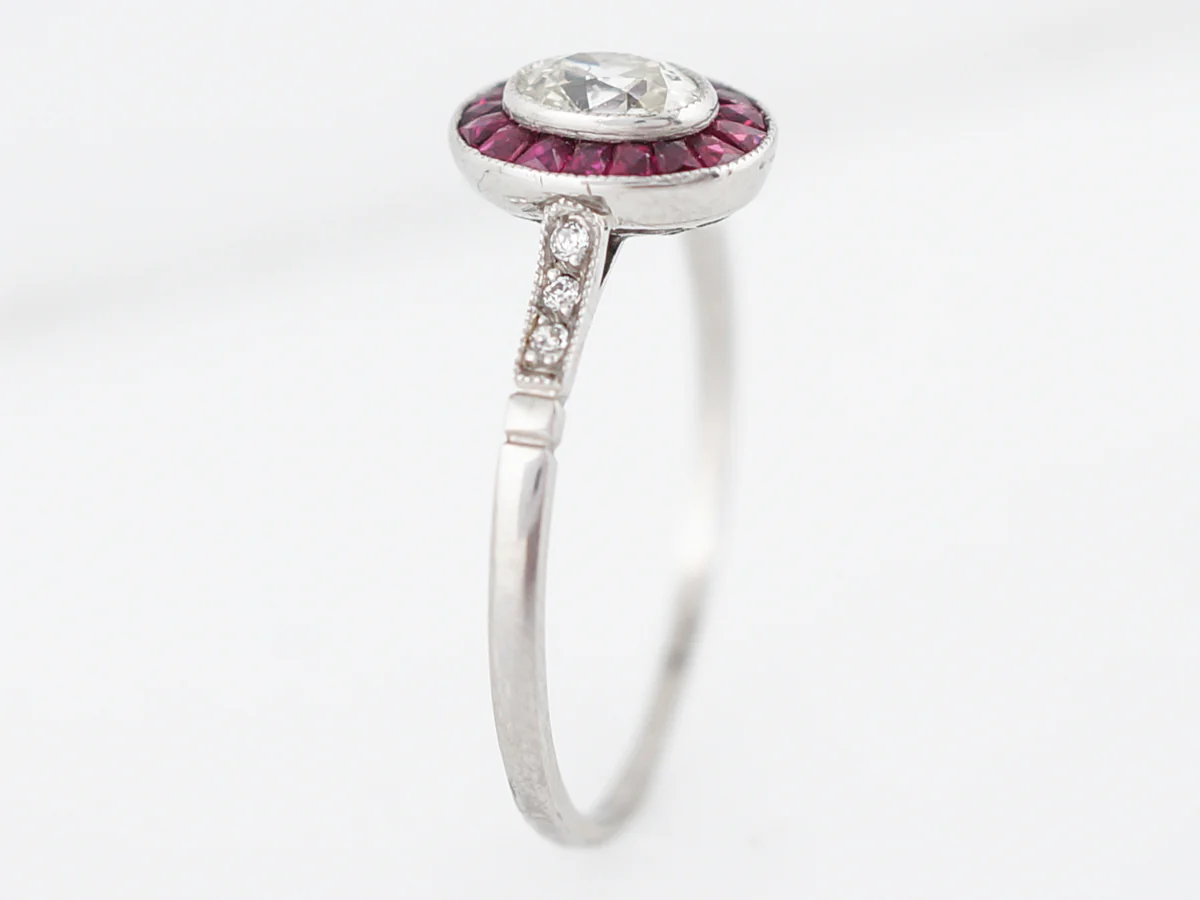 ***RTV***Right Hand Ring Modern .33 Old Mine Cut Cushion Cut Diamond in Platinum - Image 4