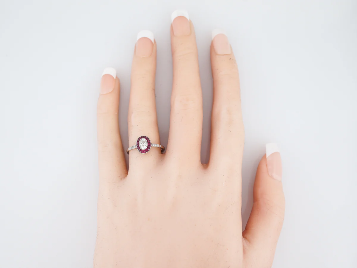 ***RTV***Right Hand Ring Modern .33 Old Mine Cut Cushion Cut Diamond in Platinum - Image 5