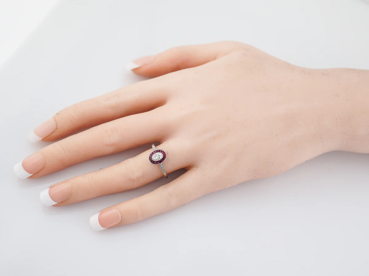 ***RTV***Right Hand Ring Modern .33 Old Mine Cut Cushion Cut Diamond in Platinum - Image 6