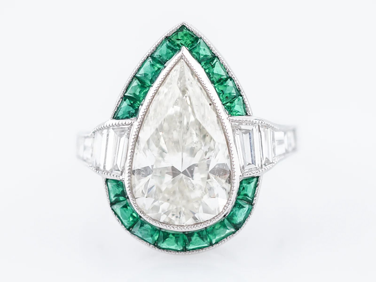 ***RTV***Right Hand Ring Modern 4.03 Pear Cut Diamond in 18K White Gold