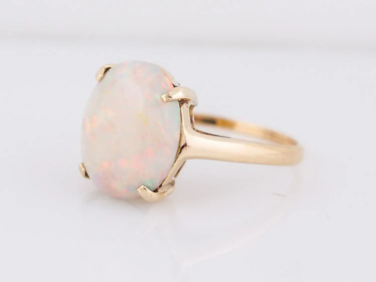 Right Hand Ring Modern 4.04 Cabochon Cut Opal in 14k Yellow Gold - Image 2