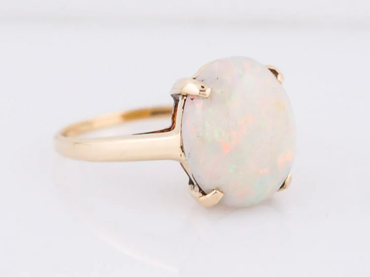 Right Hand Ring Modern 4.04 Cabochon Cut Opal in 14k Yellow Gold - Image 3