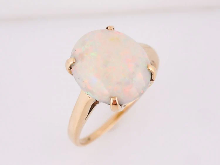 Right Hand Ring Modern 4.04 Cabochon Cut Opal in 14k Yellow Gold - Image 4