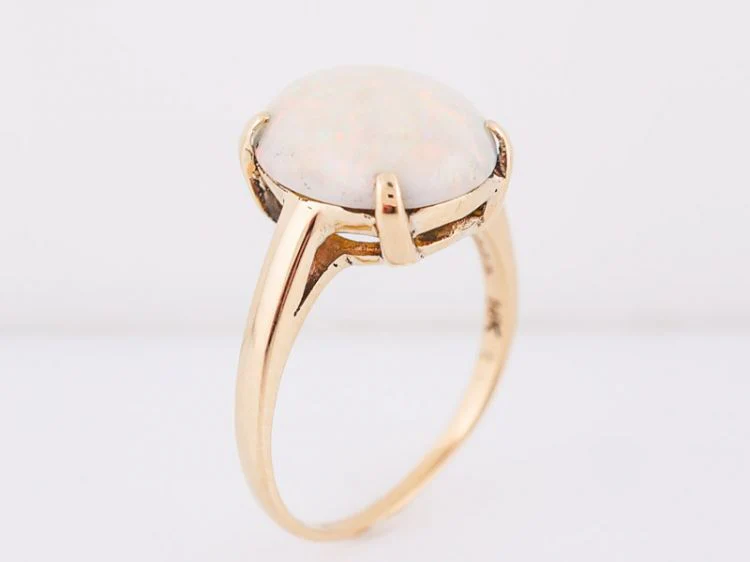 Right Hand Ring Modern 4.04 Cabochon Cut Opal in 14k Yellow Gold - Image 5