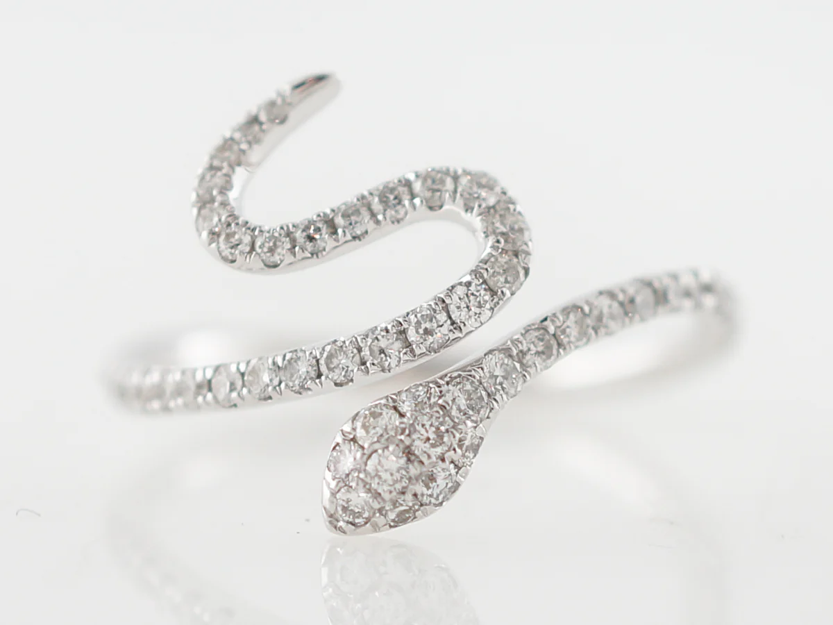 Right Hand Ring Modern .43 Round Brilliant Cut Diamonds in 14k White Gold