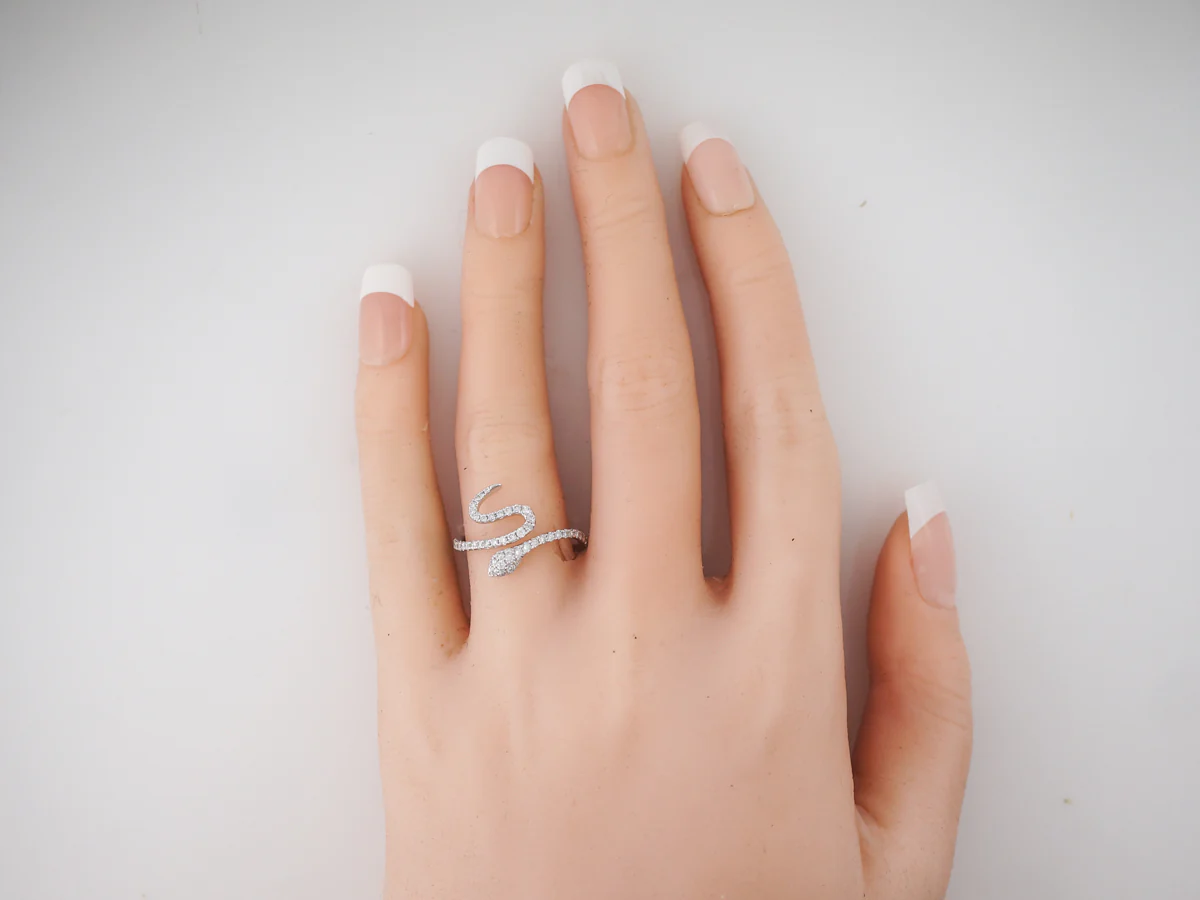 Right Hand Ring Modern .43 Round Brilliant Cut Diamonds in 14k White Gold - Image 6