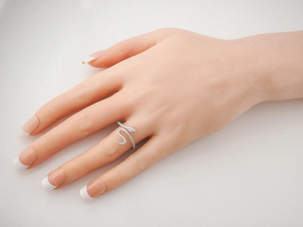 Right Hand Ring Modern .43 Round Brilliant Cut Diamonds in 14k White Gold - Image 7