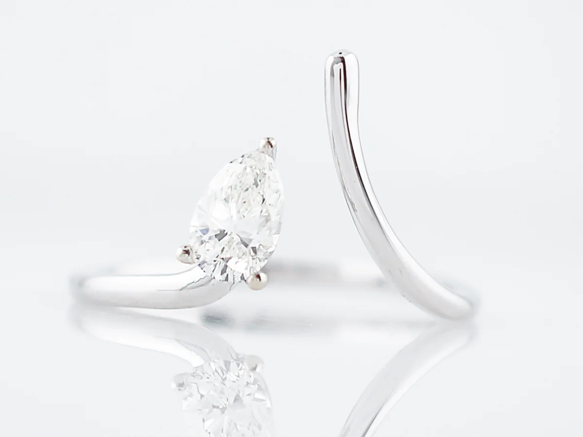 Right Hand Ring Modern .51 Pear Cut Diamond in 14k White Gold