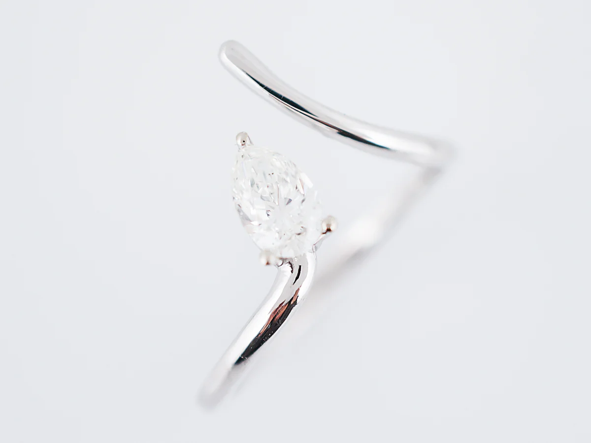 Right Hand Ring Modern .51 Pear Cut Diamond in 14k White Gold - Image 5