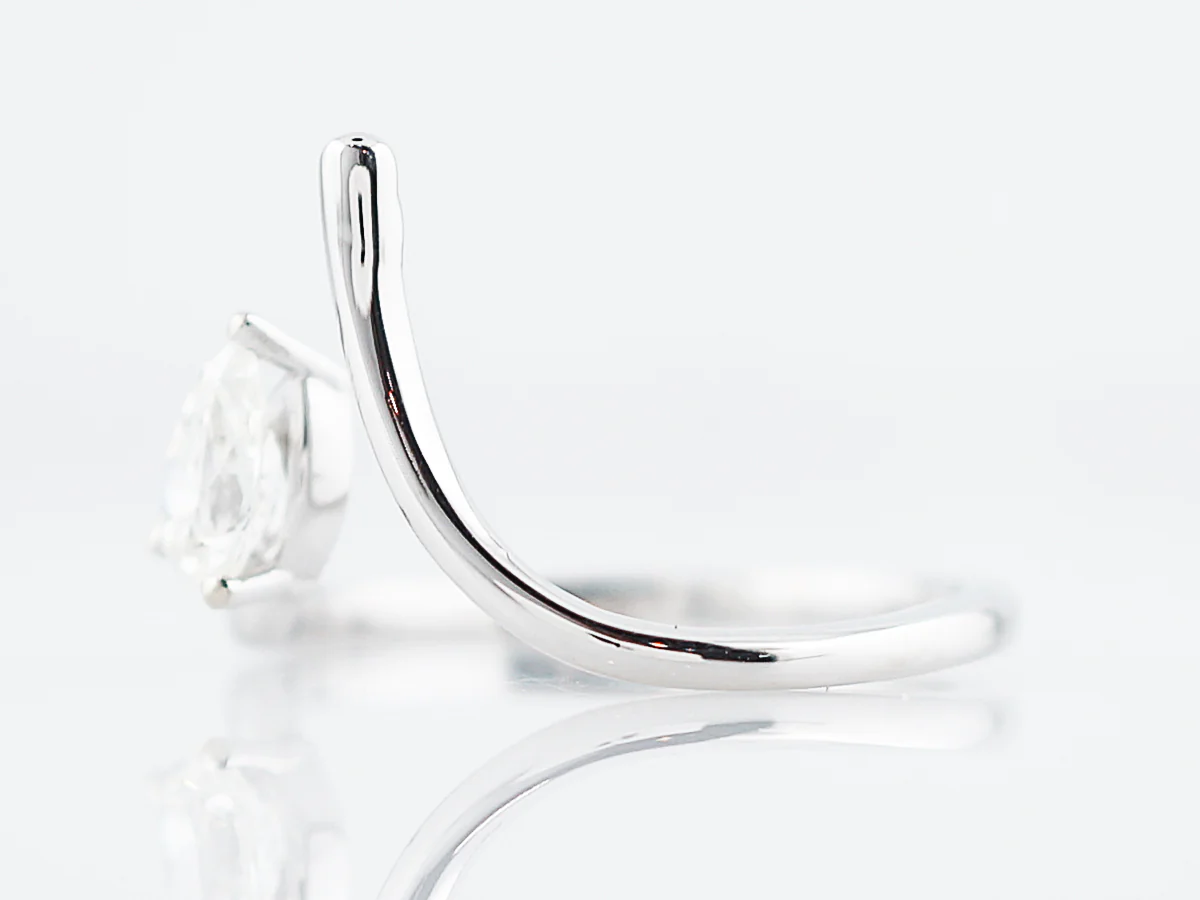 Right Hand Ring Modern .51 Pear Cut Diamond in 14k White Gold - Image 2