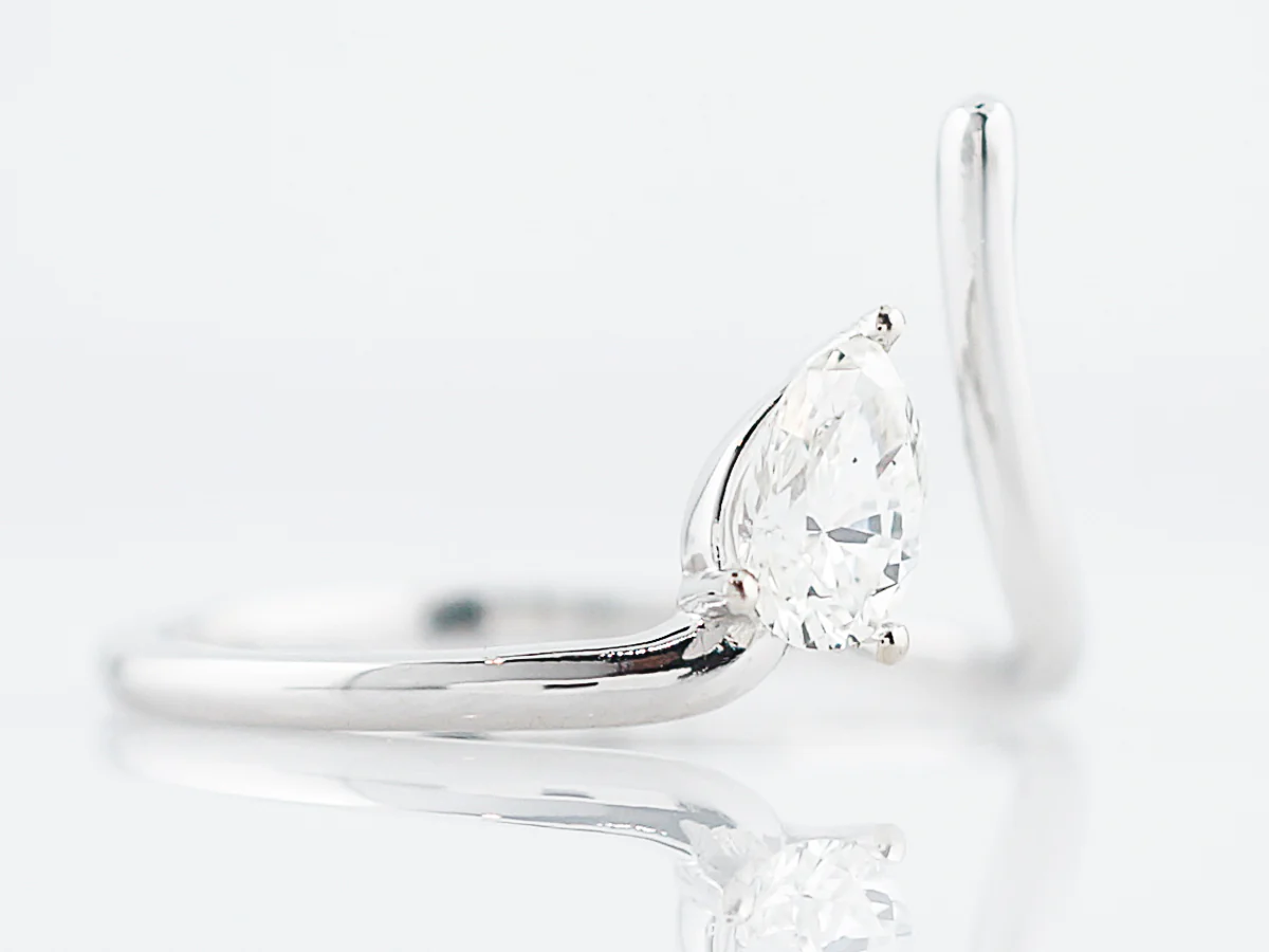 Right Hand Ring Modern .51 Pear Cut Diamond in 14k White Gold - Image 3
