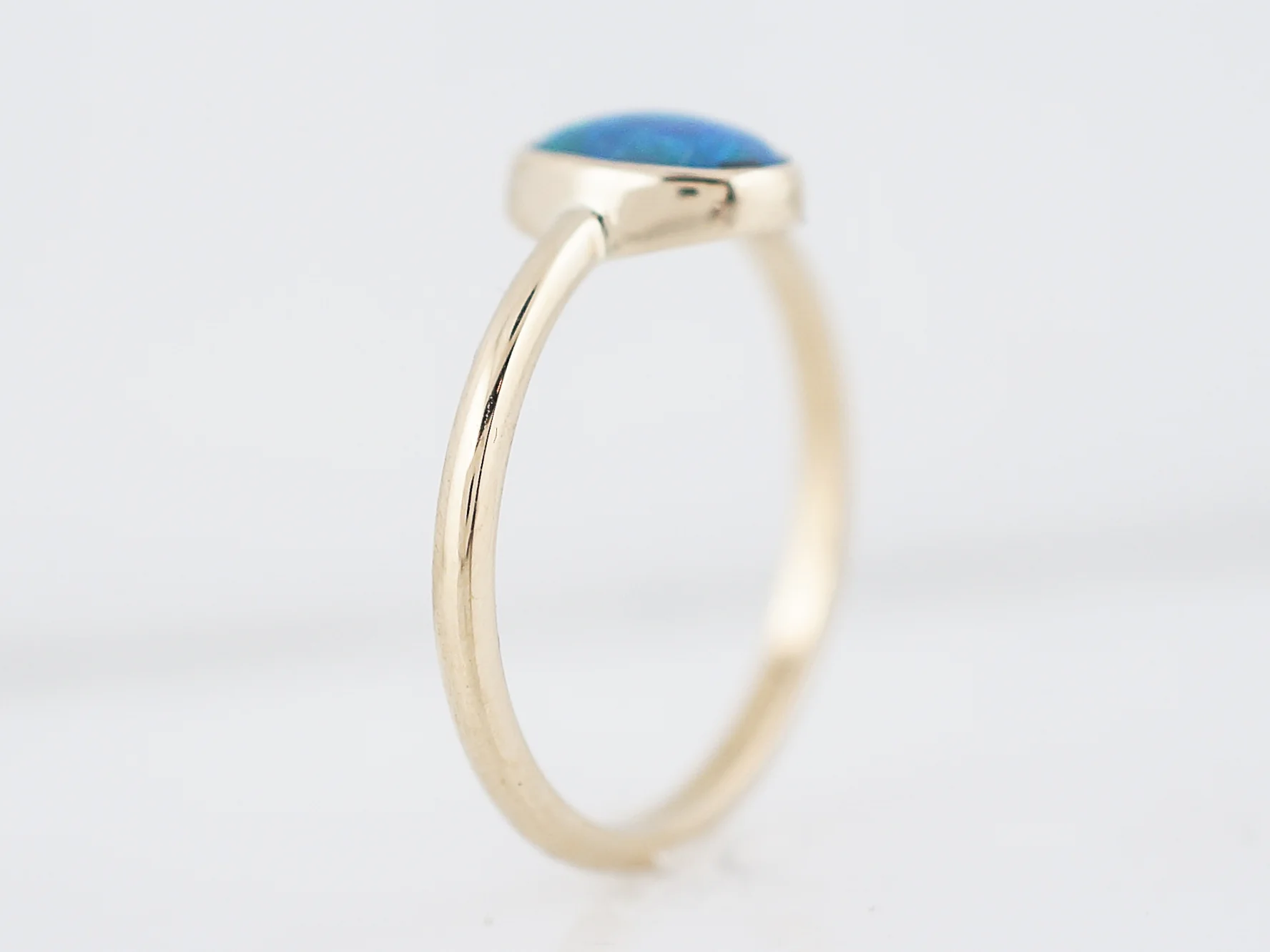 Right Hand Ring Modern .52 Cabochon Cut Opal in 14k Yellow Gold - Image 4