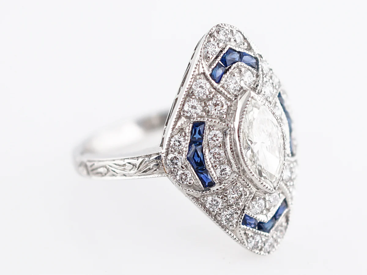 Right Hand Ring Modern .54 Marquise Cut Diamond in Platinum - Image 3