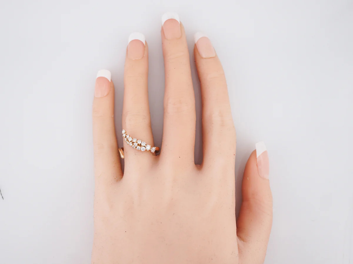 Right Hand Ring Modern .58 Round Brilliant Cut Diamonds in 18k Yellow Gold - Image 7
