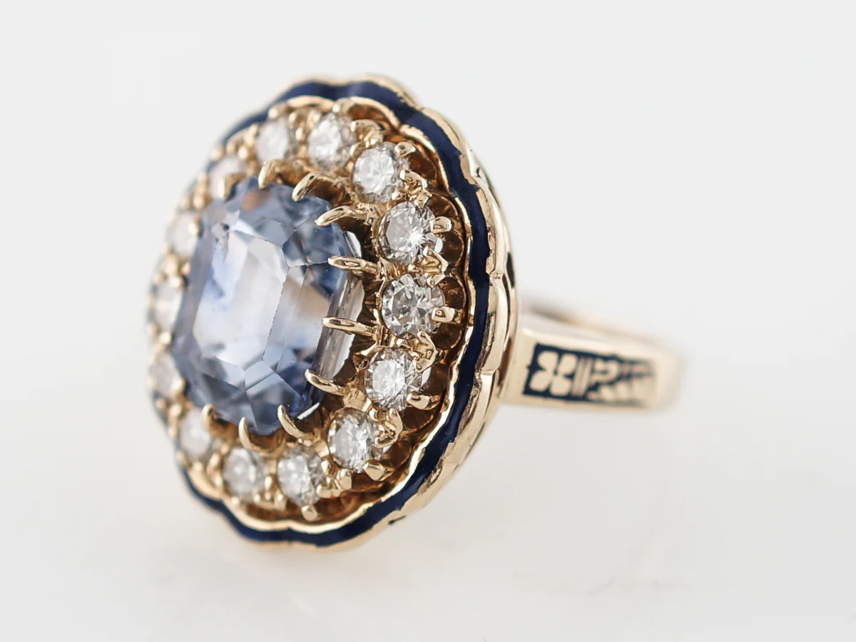 Right Hand Ring Modern 6.65 Rectangular Step Cut Spinel & Diamonds in 14k Yellow Gold - Image 3