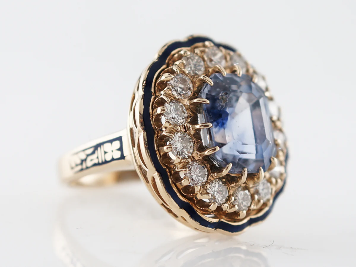 Right Hand Ring Modern 6.65 Rectangular Step Cut Spinel & Diamonds in 14k Yellow Gold - Image 4
