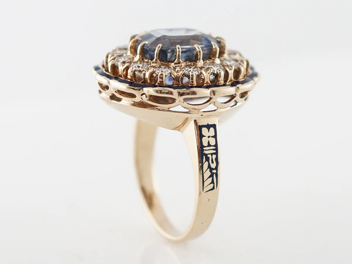 Right Hand Ring Modern 6.65 Rectangular Step Cut Spinel & Diamonds in 14k Yellow Gold - Image 6
