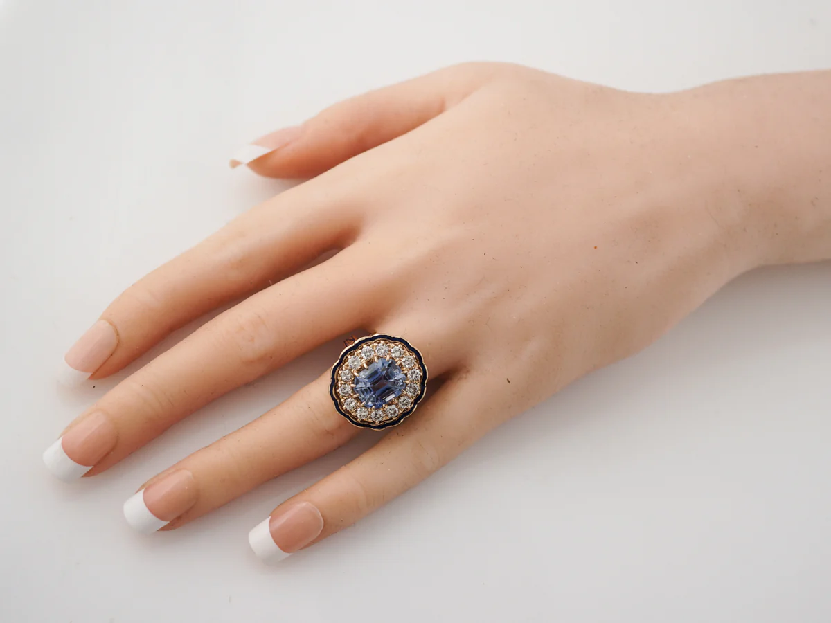 Right Hand Ring Modern 6.65 Rectangular Step Cut Spinel & Diamonds in 14k Yellow Gold - Image 8