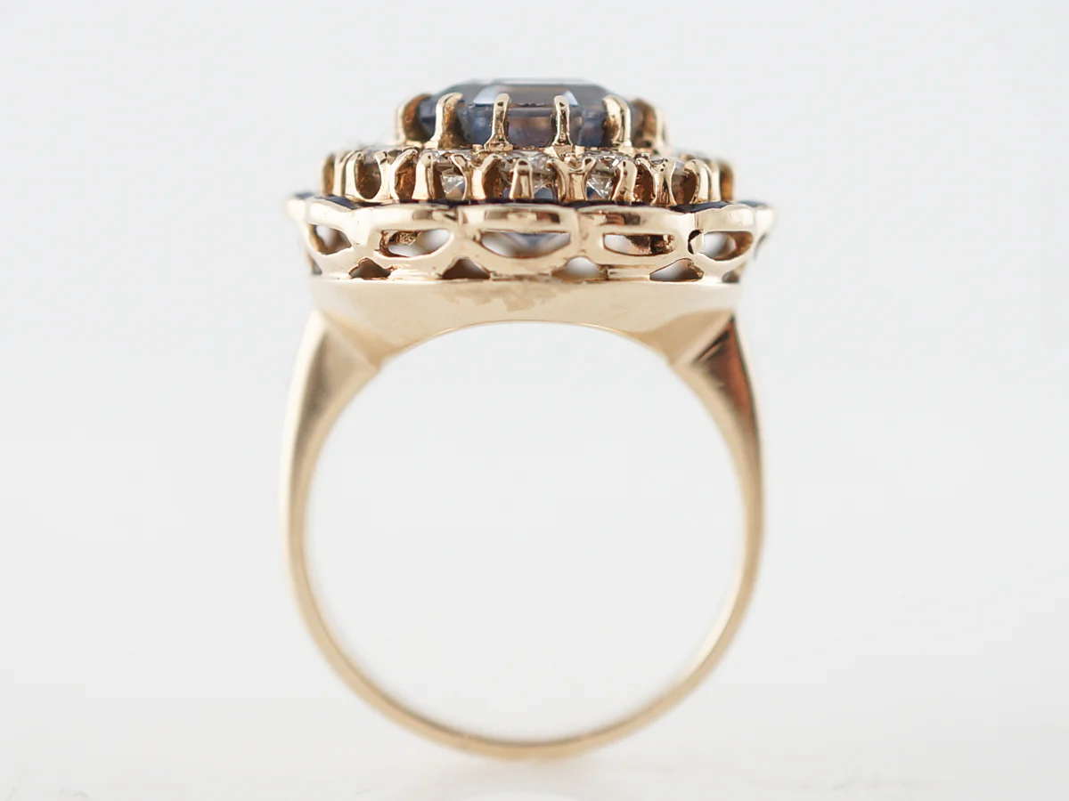 Right Hand Ring Modern 6.65 Rectangular Step Cut Spinel & Diamonds in 14k Yellow Gold - Image 4