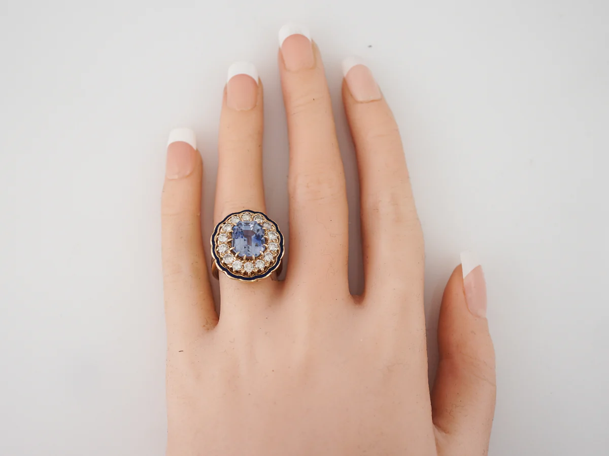 Right Hand Ring Modern 6.65 Rectangular Step Cut Spinel & Diamonds in 14k Yellow Gold - Image 6