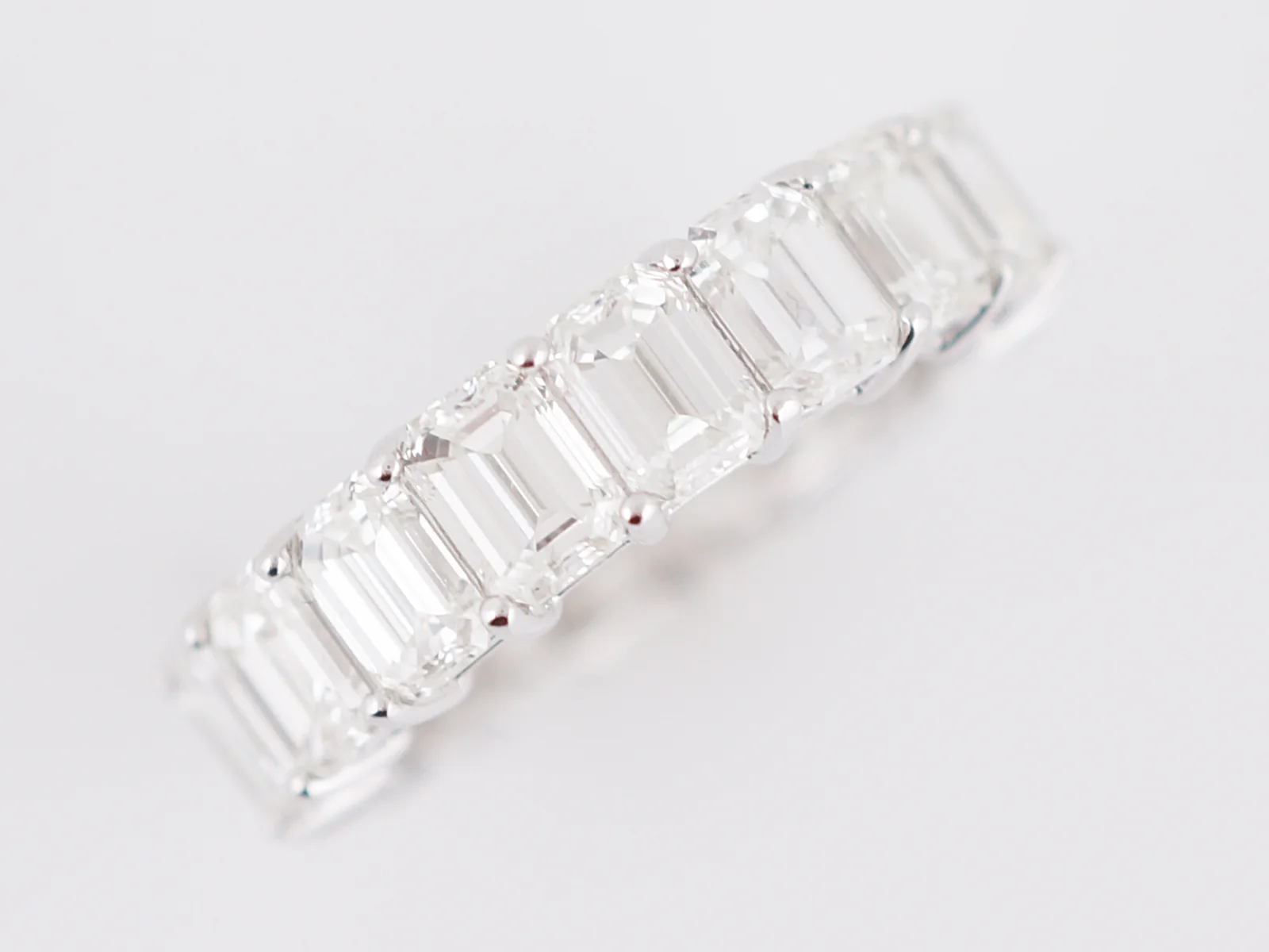 Right Hand Ring Modern 7.56 Emerald Cut Diamonds in Platinum - Image 2