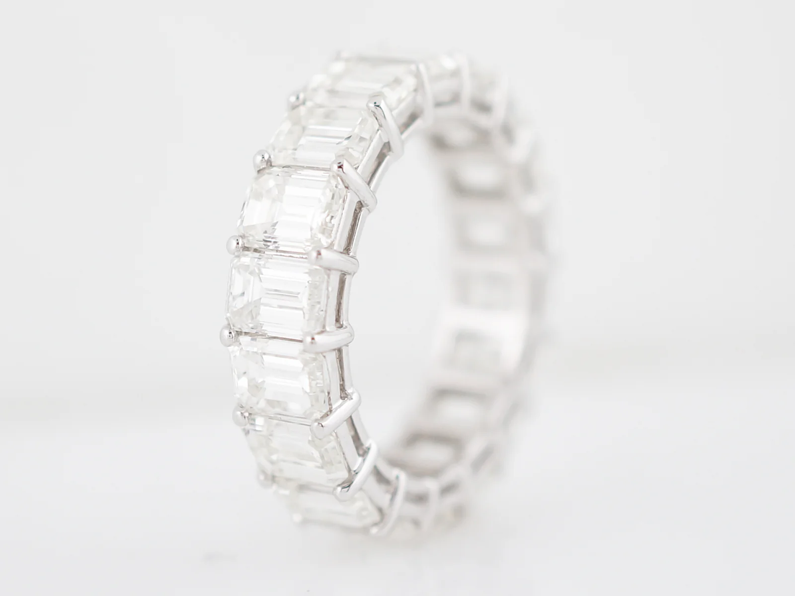 Right Hand Ring Modern 7.56 Emerald Cut Diamonds in Platinum - Image 3