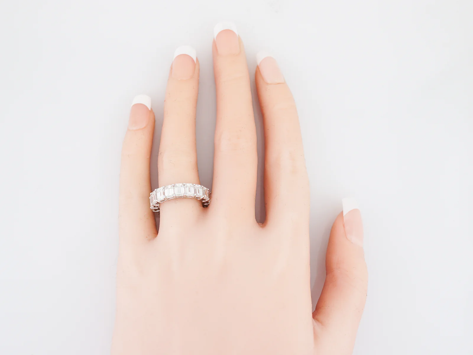 Right Hand Ring Modern 7.56 Emerald Cut Diamonds in Platinum - Image 4