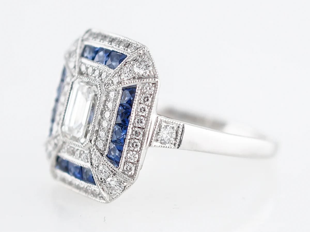 Right Hand Ring Modern .70 Emerald Cut Diamond in Platinum - Image 2