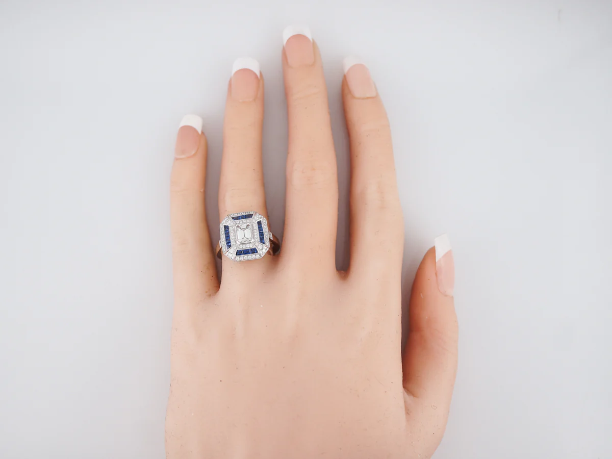 Right Hand Ring Modern .70 Emerald Cut Diamond in Platinum - Image 5