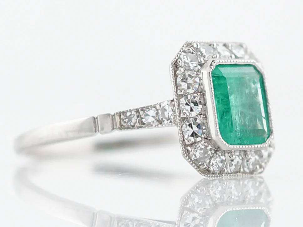***RTV***Right Hand Ring Modern .76 Emerald Cut Emerald in Platinum - Image 4