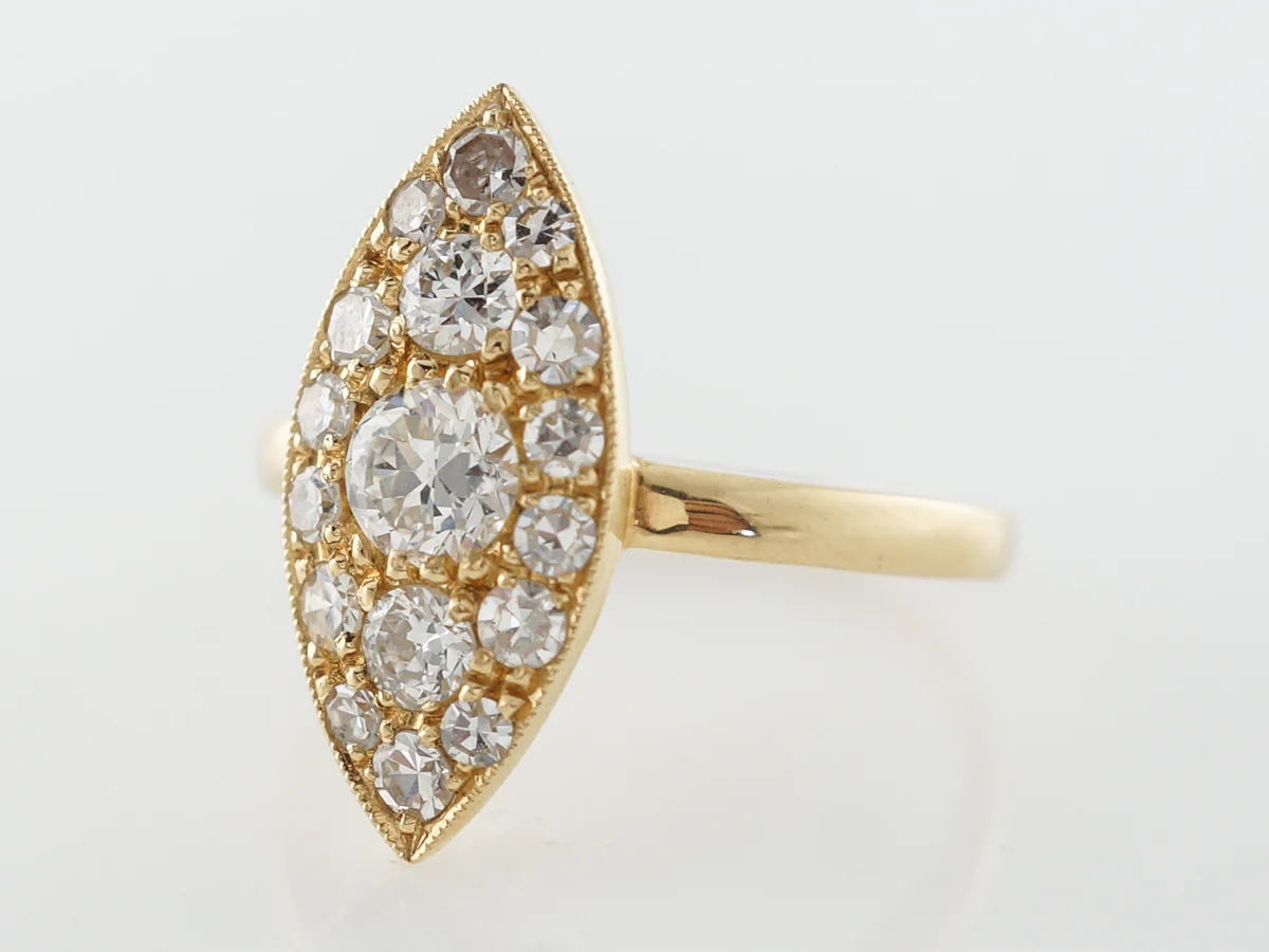 Right Hand Ring Modern .91 Old European & Single Cut Diamonds in 18k Yellow Gold - Image 2