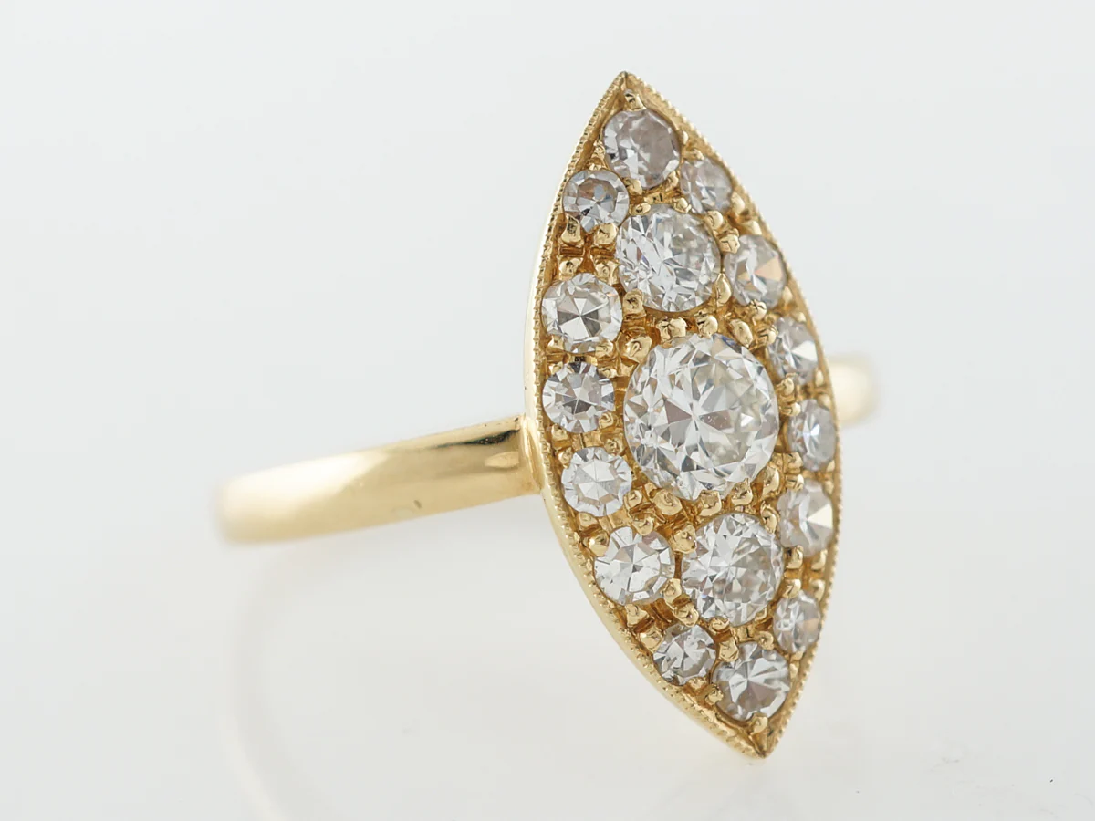 Right Hand Ring Modern .91 Old European & Single Cut Diamonds in 18k Yellow Gold - Image 3