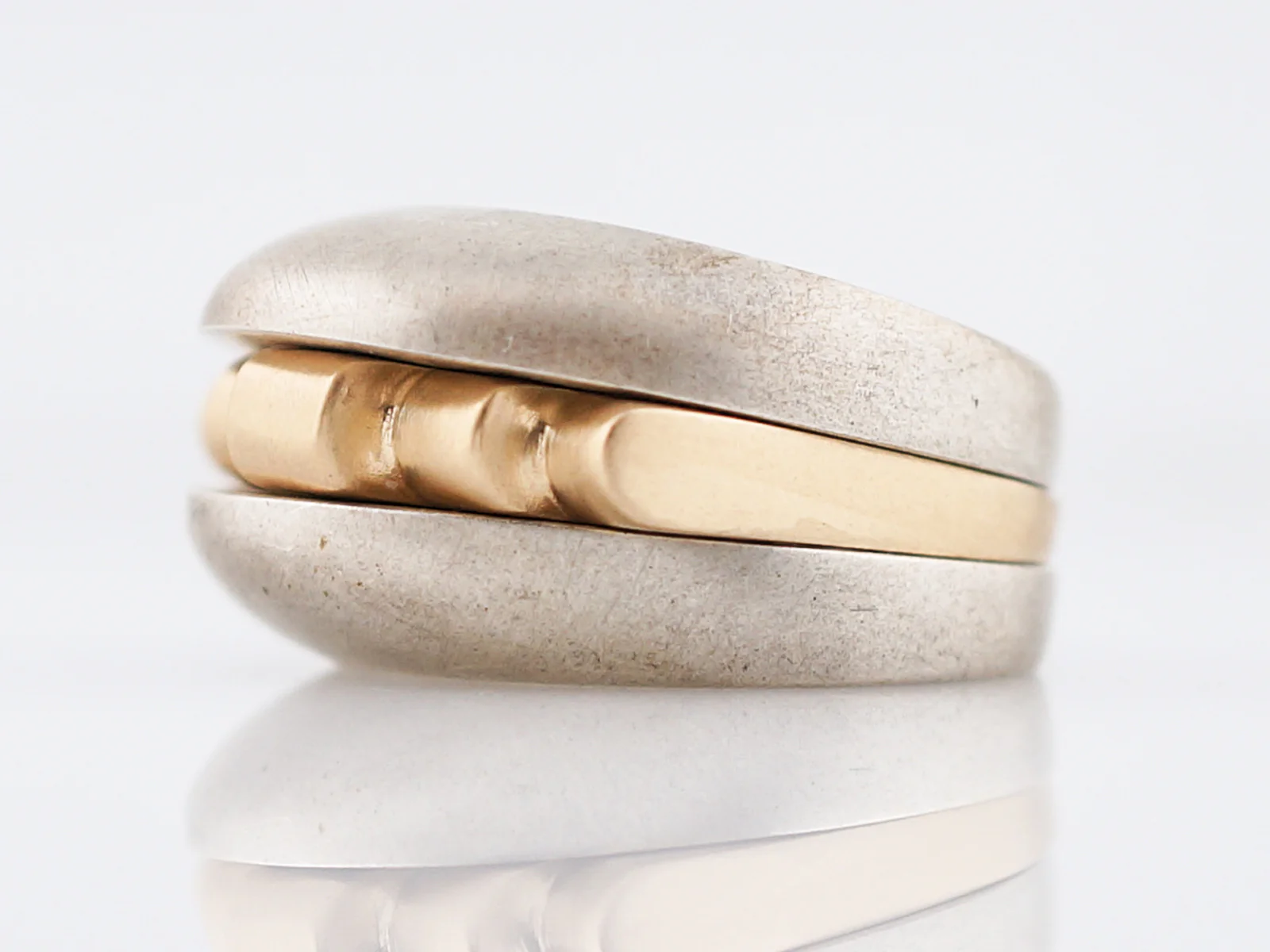 Right Hand Ring Modern Combo in Sterling Silver & 14k Yellow Gold - Image 2