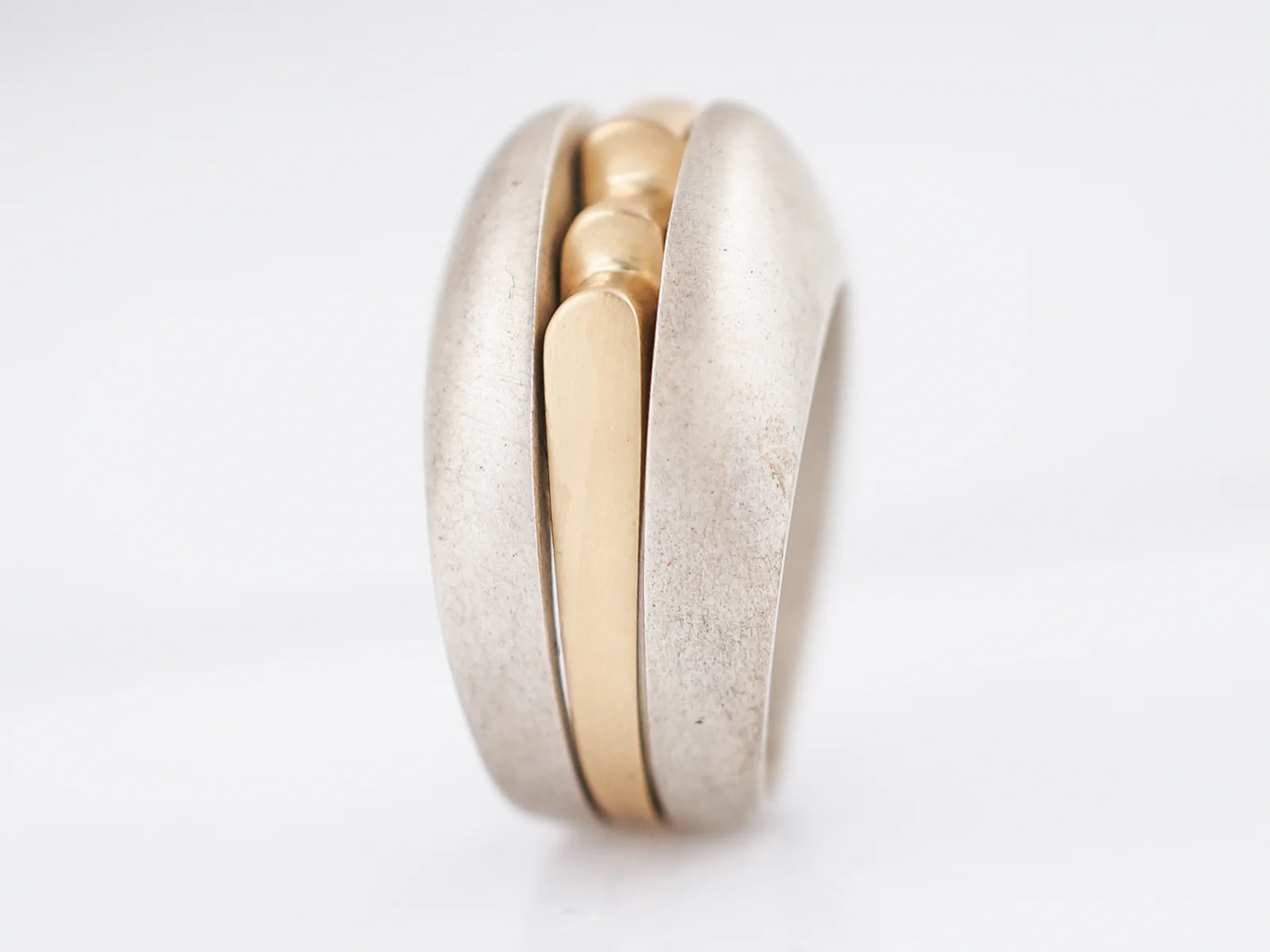 Right Hand Ring Modern Combo in Sterling Silver & 14k Yellow Gold - Image 6
