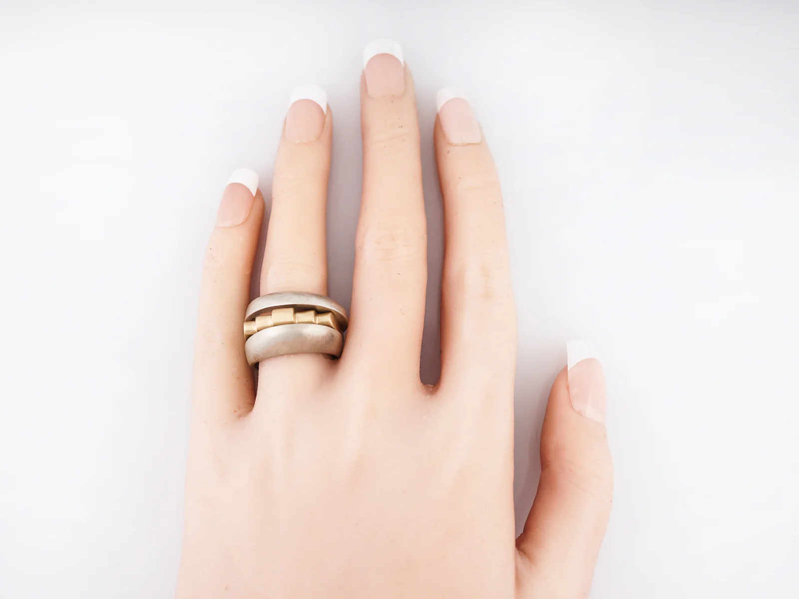 Right Hand Ring Modern Combo in Sterling Silver & 14k Yellow Gold - Image 7