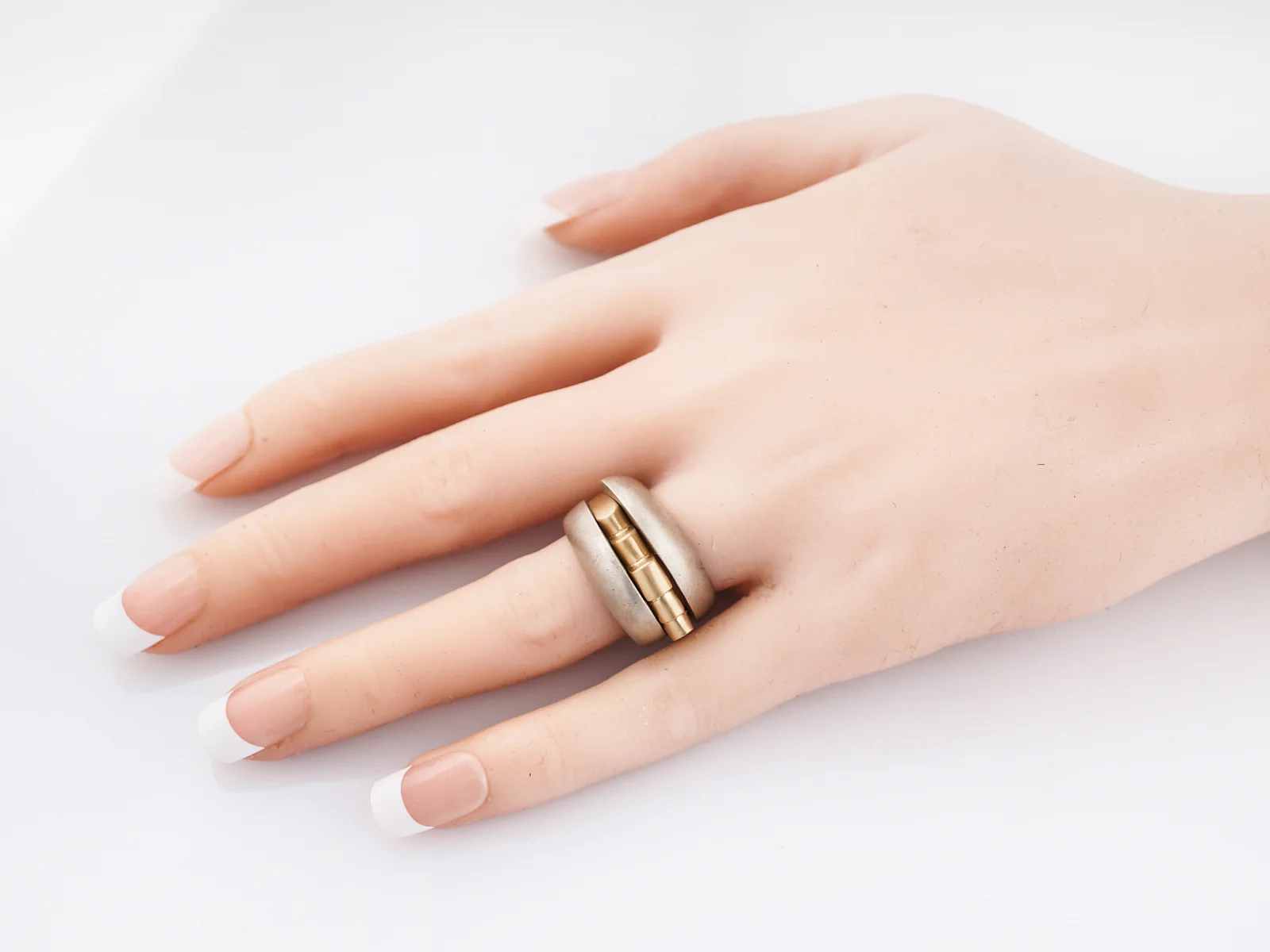 Right Hand Ring Modern Combo in Sterling Silver & 14k Yellow Gold - Image 8