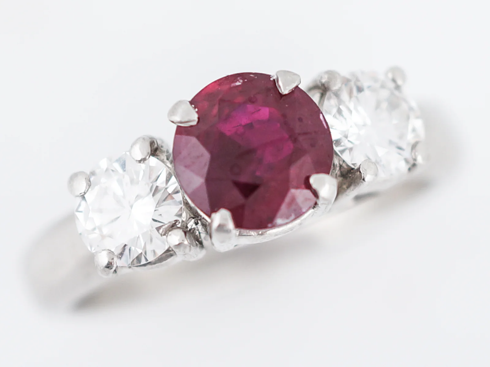 Right Hand Ring Modern GIA 1.25 Round Cut Ruby in Platinum - Image 2